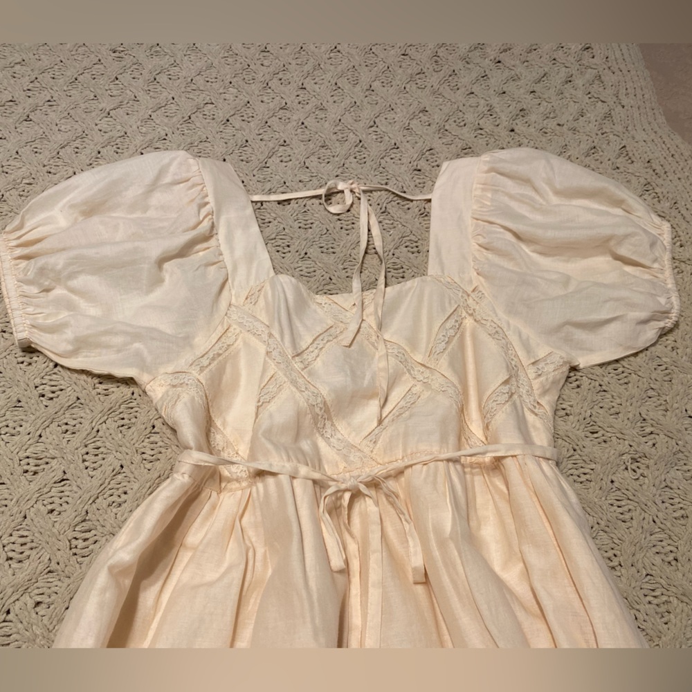 BAND OF THE FREE KAVYA LIGHT TEA LATTICE MAXI DRESS - Picture 12 of 16